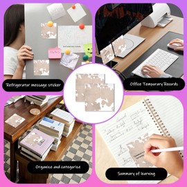AUEKLLW Sticky Notes 3x3 Inches, 2 Pads Cute Colorful Self-Stick Note Pads, Easy to Post for Home, Office and Daily Life Organization Brown White Cowhide