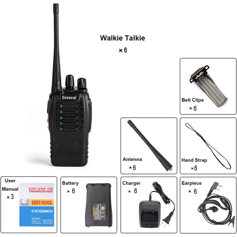 Long Range Walkie Talkies Rechargeable Two-Way Radios with Earpiece, Walkie
