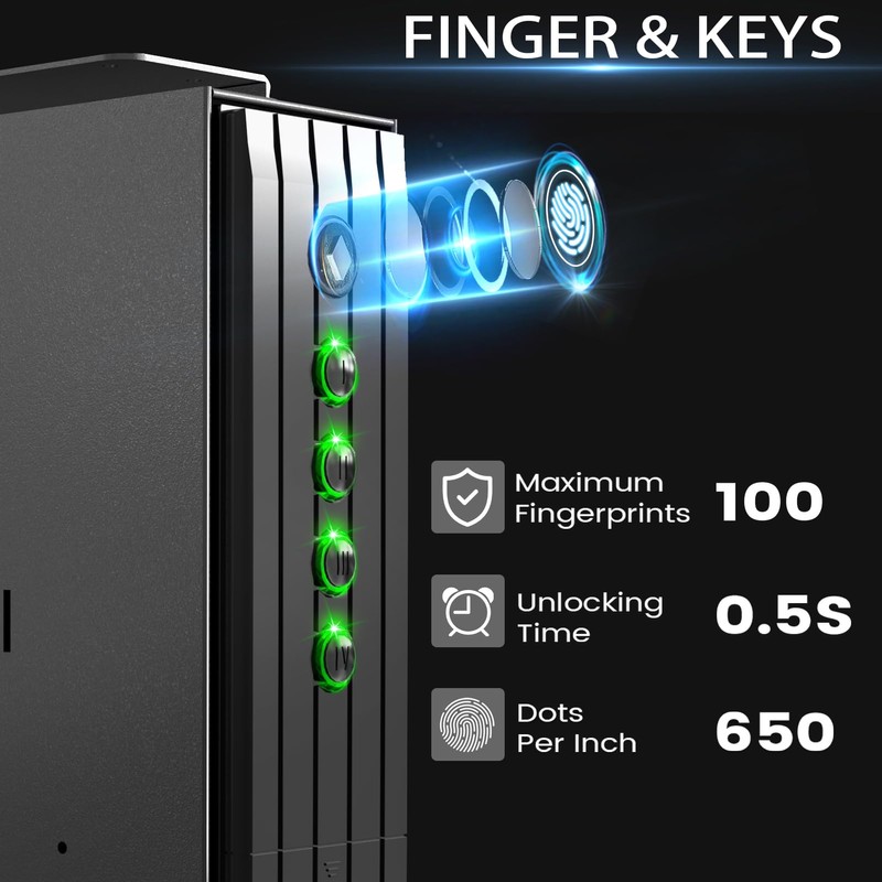 SOULYI Biometric Gun Safe for Handgun, 3 Way Quick Access