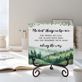 The Best Things In Life Wedding Wooden Sign Gifts, Memories Inspirational Quotes Wooden Plaques Table Decor Gift for Home Family Member, 5 x 5 Inches-H07