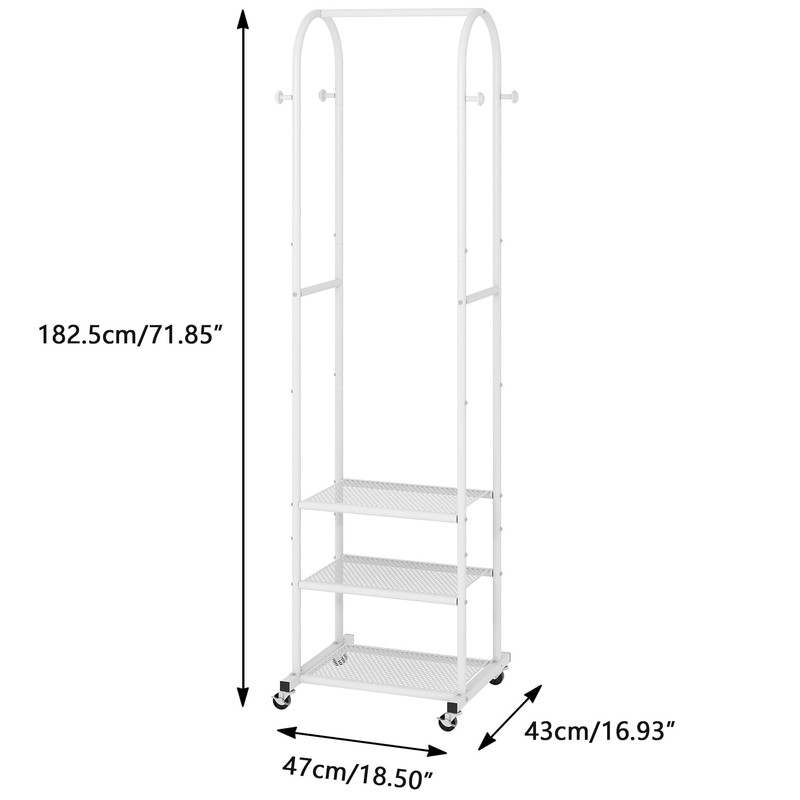 Heavy Duty Clothing Rack with Wheels,Modern Garment Rack with 3