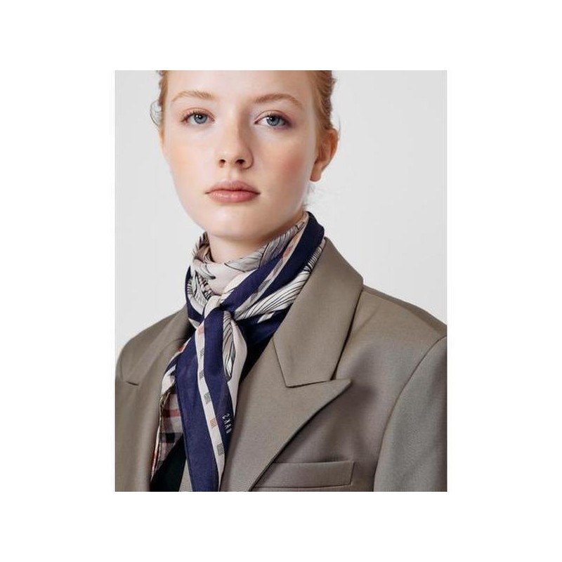 Daks (신세계센텀점)DCSC5E351N2SILK100%네이비 체크플라워 마름모 실크스카프 (SM Shopping Centum City) DCSC5E351N2