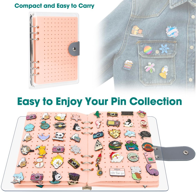 PACMAXI A5 Enamel Pin Display Book, Clear PVC Cover, Portable