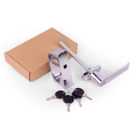 Shed Door Latch L-Handle Lock Kit with 4 Keys, BTEOBFY 4-1/2" Stem Storage Barn Shed Door Hardware Lock Set for Playhouses, Chicken Coops, Camper (Silver)