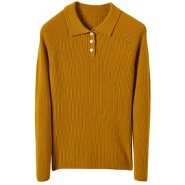 Chanyarn Women's 100% Merino Wool Sweater 2025 Fall Winter Polo Neck Long Sleeve Warm Soft Knit Pulover Sweater (Maple Leaf,M)