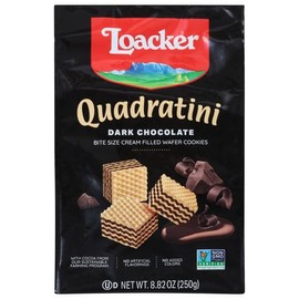 Loacker Quadratini Bite Size Wafer Cookies, Dark Chocolate, 8.82 oz