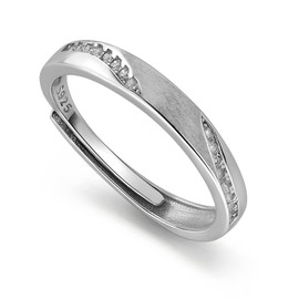 Meissa Couple Rings 925 Sterling Silver Dainty Diamond Wedding Bands Men and Women Promise Ring Statment Ring Size Adjustable (1 Ring-2.8mm Width)