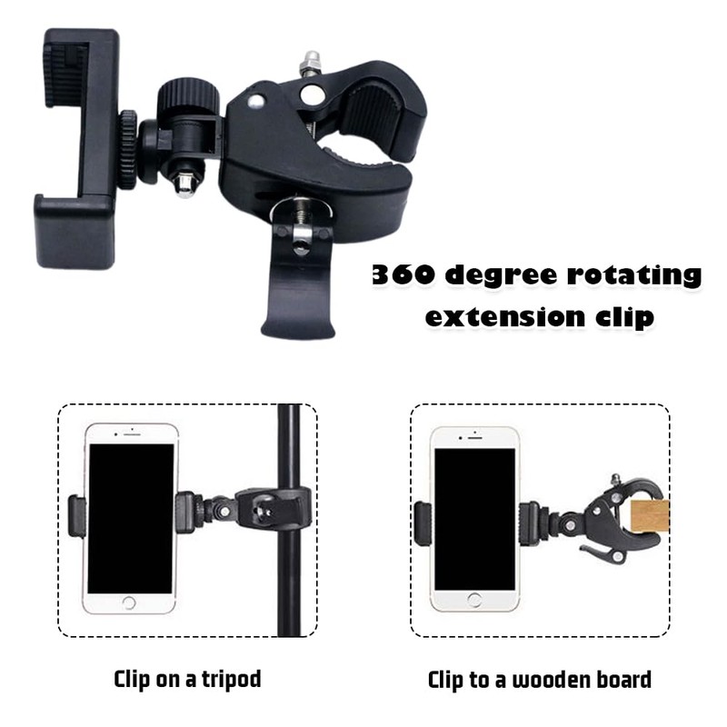AKSIQIOL Universal Mic Stand Phone Holder, 360° Rotation Clamp for