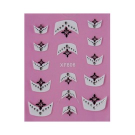 Generic French Lace Tips Flower Nail Sticker Rhinestone Heart Love 3D Crystal Xf806 Nail Wraps Stickers Manicure Supplies for Women Nails Full Long Lasting Easy Apply and Remove