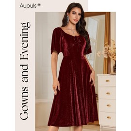 Aupuls Evening Dresses for Women 2025 Sequined Corset Homecoming Dress a Line for Evening Party AUPG025 Burgundy 2XL