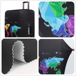 Bestja Elastic Dustproof Travel Luggage Suitcase Protective Cover Trolley Luggage Baggage Protector Case for 18"-32" Inch Luggage (S, Map)