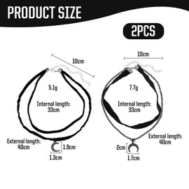 NIDHFG 2 Moon Pendant Necklaces, Gothic Necklaces, Simple Necklaces, Women's Necklaces, Double Layered Necklaces.