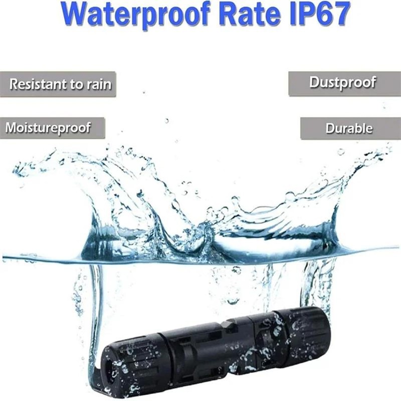 Solar MC4 4 Pairs Black Waterproof Connector Set with Mounting