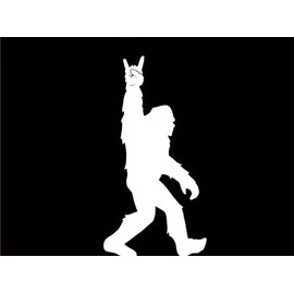 Stickers Decals (Color Black) 6" Long Side Sasquatch Bigfoot Rock On Funny Diecut Vinyl Window Decal Sticker Car Truck SUV
