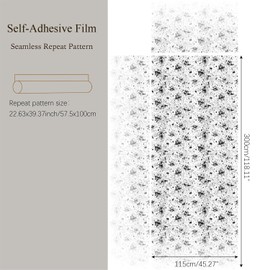 LiveInUrban Self-Adhesive Privacy Window Film Door Covering with Smokey Effect, Black Speckled, 45.27"X118.11"