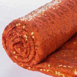 ShiDianYi Sequin Fabric by The Yard Orange 1 Yard Mesh Sequin Fabric Glitter Fabric for Sewing Costumes Clothing 3 Feet Shimmer Orange Sequin Fabric Knit Fabric for Table Overlay