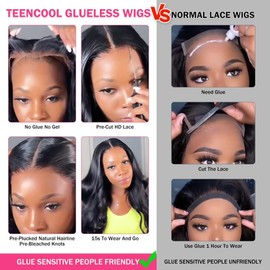 Amuopz Glueless Wigs Human Hair Pre Plucked Pre Cut Bob Wig Human Hair Body Wave 5x5 Closure Wigs Human Hair for Beginners No Glue HD Lace Front Wigs Human Hair with Elastic Band (14 In)