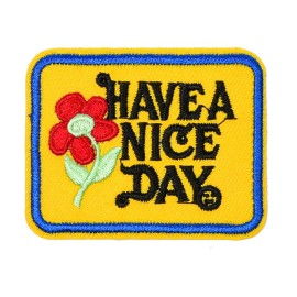 Unbranded Have a Nice Day Iron-on Patch W2.3" X H1.7" 70s Style Retro Hippie Flower 3292