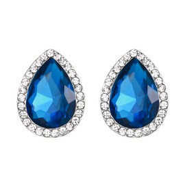 Ever Faith Teardrop Earrings Austrian Crystal Silver-Tone - Turquoise Color N03825-3