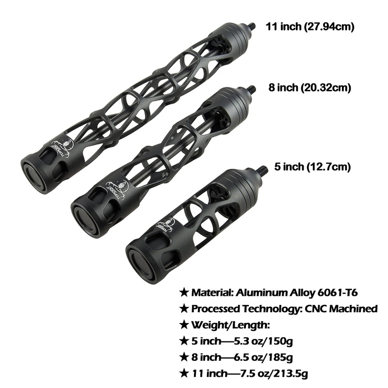 ZSHJGJR Archery Bow Stabilizer Aluminum Alloy, Shock Absorber, 5 Inch