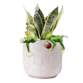 Xugoox 2pcs Frog Statue for Miniature Garden, Frogs Flower Pot Hugger Decorations, Sitting and Drunken Frogs Figurine Ornaments for Office Garden Accent Patio Home Decor(Only Frog Statues)