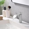 WOWOW Waterfall Bathroom Faucet Single Handle, Single Hole Bathroom Sink