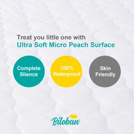 Waterproof Mattress Protector, Quilted Mattress Cover for Moses Basket Mattress, 2 Pack, Ultra Soft Bamboo Sleep Surface, White