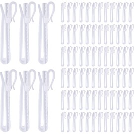 50 Pcs Adjustable Pinch Curtain Hook Clips,90 mm Plastic Curtain Hooks, Ratchet System Pinch Pleat Curtain Hooks, Plastic Adjust Hook for Curtains Door Curtains and Shower Curtains