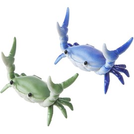 2PCS New Japanese Creative Cute Crab Pen Holder Weightlifting Crabs Pen Stand Pen Holder for Desk Stationery Gift for Pen Lovers, Shopwindow, Office (Green+Blue)