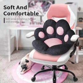 Ditucu Cat Paw Cushion Comfy Kawaii Chair Cushion 27.5 x 23.6 inch Bear Paw Lazy Sofa Office Floor Pillow Cute Plush Seat Pad for Gaming Chair for Bedroom Decor Black