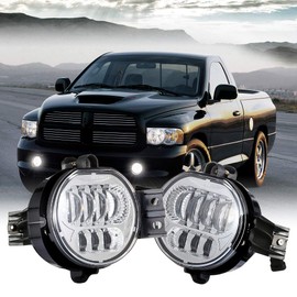 XPCTD Upgraded LED Fog Lights Passing Lamps For Dodge Ram 1500 2500/3500 2002 2003 2004 2005 2006 2007 2008 2009 Durango 2004-2006 Truck Chrome…