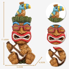 EPTUEGA Solar Lights Waterproof Outdoor Garden Decor- Easter Garden Guitar Tiki Statues for Patio Lawn Yard Decorations | Auto On/Off & Long Working Hours(11.69 inch Tall)