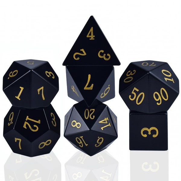 Natural Gemstone DND Dice Set,7 Pcs Handmade Stone Dice Polyhedral