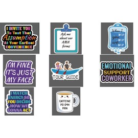 8 Pcs Funny Nurse Retractable Badge Reel Accessories Bulk Nursing Healthcare Medical Cute Fun Badge Holder Pack Emotional Support Coworker Doctor Social Worker Badge Clip RN CNA ID Card Gifts