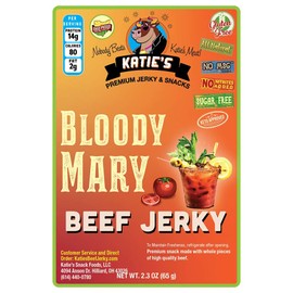 Katie's Beef Jerky - Sugar Free Beef Jerky -12 Delicious Keto-Friendly Flavors, High Protein, Sugar Free Meat Snacks, Great Snack for Low Carb Diet, Made in USA (Bloody Mary, 1)