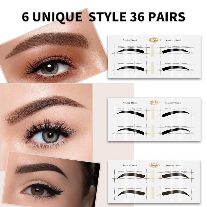 HIME SAMA Reusable Eyebrow Stamp Stencil Kit with Micro-Fork Tip