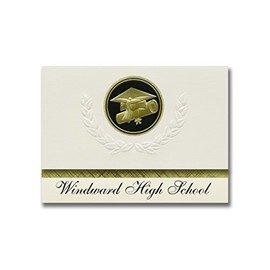 Signature Announcements Windward High School (Ferndale, WA) Graduation Announcements, Presidential style, Basic package of 25 Cap & Diploma Seal. Black & Gold.