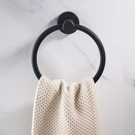 MARMOLUX ACC Towel Holders for Bathrooms Black Hand Towel Ring Bathroom Hardware Wall Towel Rack Black Bathroom Decor Simple Round Towel Hanger Stainless Steel Rustic Matte Black, Pack of 2