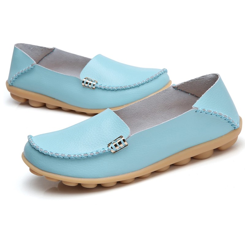 VenusCelia Mocasín plano natural cómodo para caminar para mujer, Aqua,