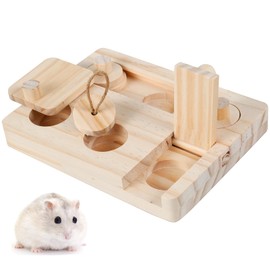 Weenwill Hamsters Foraging Toys,6 in 1 Wooden Interactive Enrichment Toys Small Animal Treat Dispenser Toys Interactive chew Toys for Hamster Guinea Pigs Rabbits Bunny Chinchillas Rats Gerbils