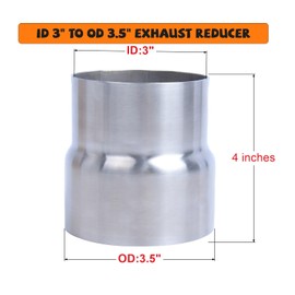Elifecenter ID 3" to OD 3.5" Stainless Steel Exhaust Adapter Reducer, Whole Length 4 Inch (ID 3 Inch to OD 3.5 Inch)