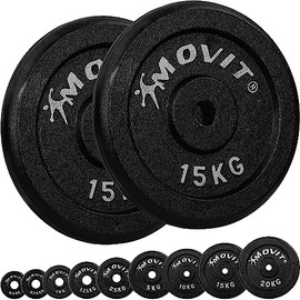 MOVIT¬Æ Hantelscheiben Set PRO, 100% Gusseisen, 30/31 mm Bohrung, Gewichtsscheiben Set Gewichte Hantel 2x 15,0kg