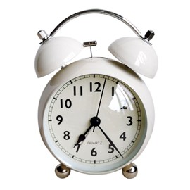 Quniko Loud Twin Bell Alarm Clock with Backlight for Bedroom Non Ticking Battery Desk Clock (Creamy White)