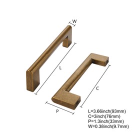 khtumeware 3 Inch Hole Center 6 Pack,Vintage Solid Antique Brass Cabinet Pulls Heavy Duty Kitchen Drawer Handle Antique Cabinet Hardware for Bathroom, Drawer, Cabinet