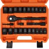 HORUSDY 1/2" Drive Shallow Impact Socket Set, 24-Piece SAE (7/16"-1")