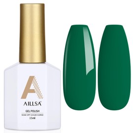 AILLSA Green Gel Nail Polish Shamrock Green Gel Polish Pine Green Spring Gel Polish Long Lasting Bright Color Opaque Gel Polish Soak Off U V Gel Nail Saint Patrick's Day Gifts 0.51 Fl Oz/GF08