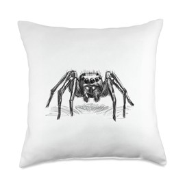 Terrarium Fan Shirts, Reptiles, Invertebrates, Ter, jumping spider, as a drawing in black Throw Pillow, 18x18, Multicolor
