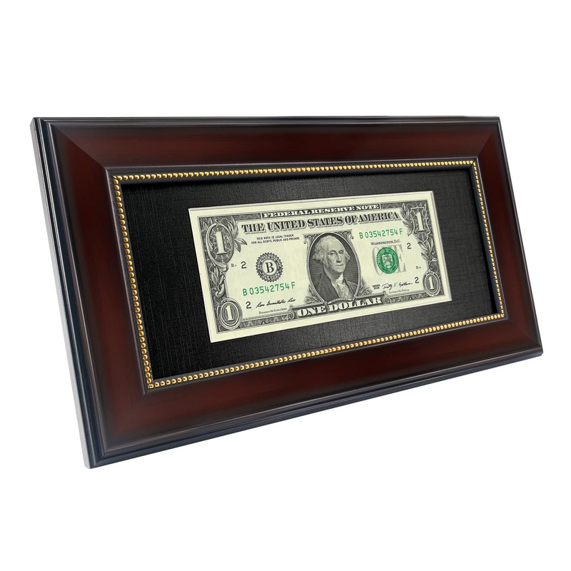 GMFrames Mahogany Dollar Bill Frame with Black Mat or Display