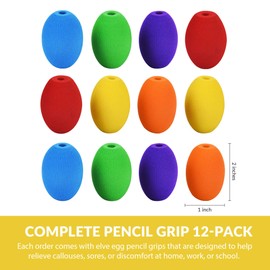 Special Supplies Egg Pen-Pencil Grips for Kids and Adults Colorful, Cushioned Holders for Handwriting, Drawing, Coloring - Ergonomic Right or Left-Handed Use - Reusable (6-Pack)