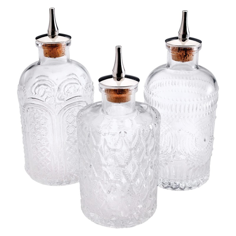 Barfly Bitters Bottle Set of 3 - M37186/M37187/M37188, Glass, 6.8
